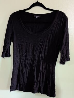 Premise Black Scoop Neck Short Sleeve Top Medium